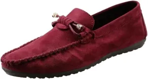 Mens Vintage Loafers Shoes Suede Vamp Evening Uniform Round Toe Solid Color Anti-Slip Slip Resistant Rubber Sole Party Slip On