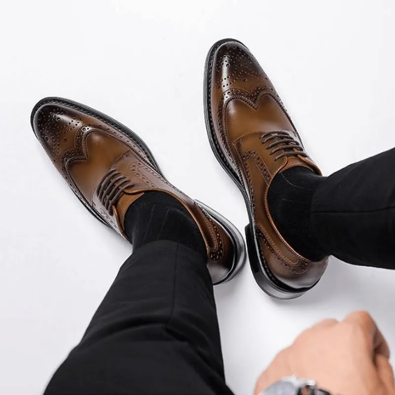 Men's Vintage Spike Dress Loafers Slip On Fashion Shoes Men's Stylish Genuine Leather Lace-up Loafer Shoes