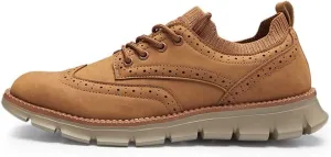 Men's Wingtip Oxford Brogue Shoes, Knit Collar, Casual Dress Sneakers, Brown,Black