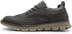 Men's Wingtip Oxford Brogue Shoes, Knit Collar, Casual Dress Sneakers, Brown,Black