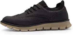 Men's Wingtip Oxford Brogue Shoes, Knit Collar, Casual Dress Sneakers, Brown,Black