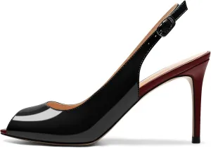 Mettesally Women's Peep Toe Heels Slingback Sandals Kitten High Heel Ankle Strap Heeled Sandals Pumps