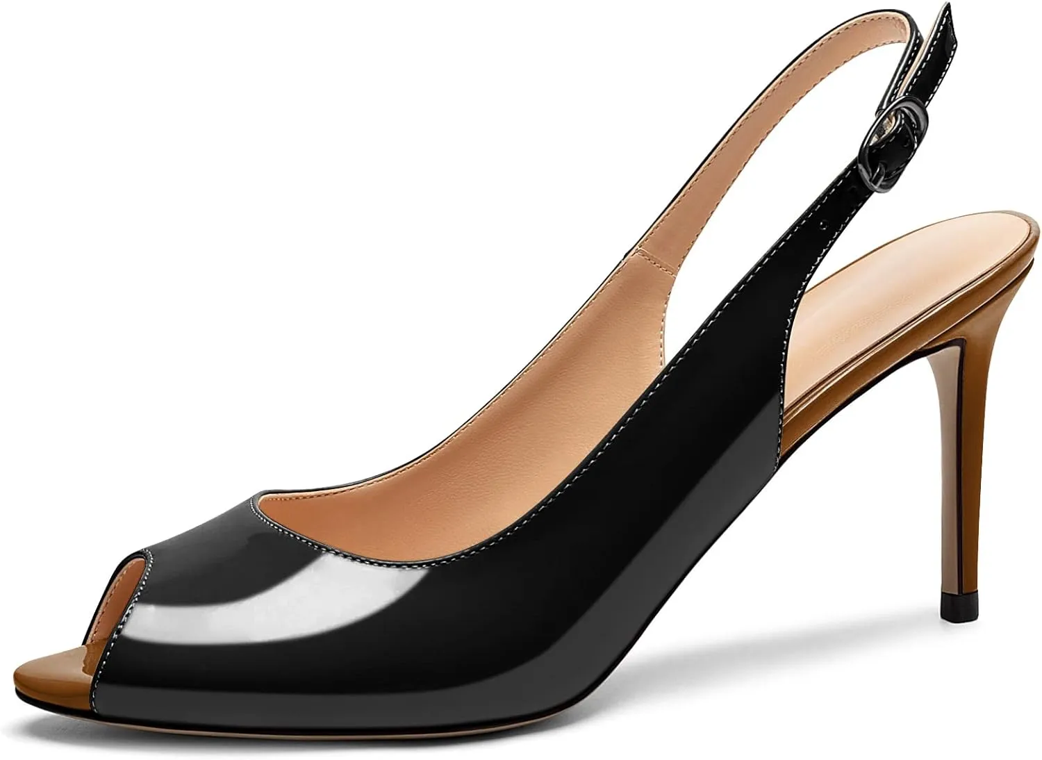 Mettesally Women's Peep Toe Heels Slingback Sandals Kitten High Heel Ankle Strap Heeled Sandals Pumps
