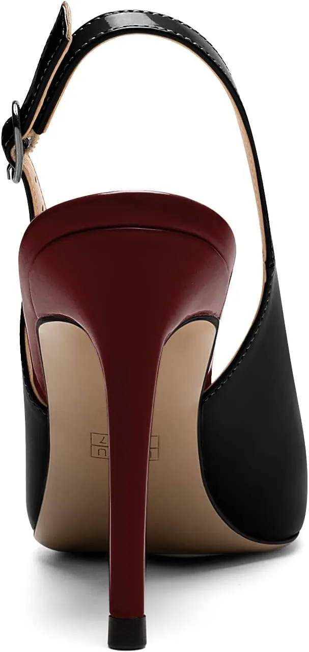 Mettesally Women's Peep Toe Heels Slingback Sandals Kitten High Heel Ankle Strap Heeled Sandals Pumps