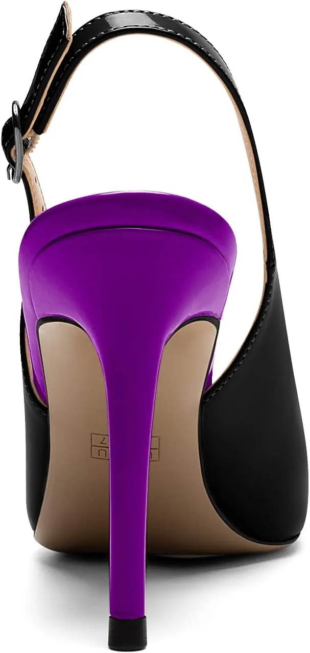 Mettesally Women's Peep Toe Heels Slingback Sandals Kitten High Heel Ankle Strap Heeled Sandals Pumps