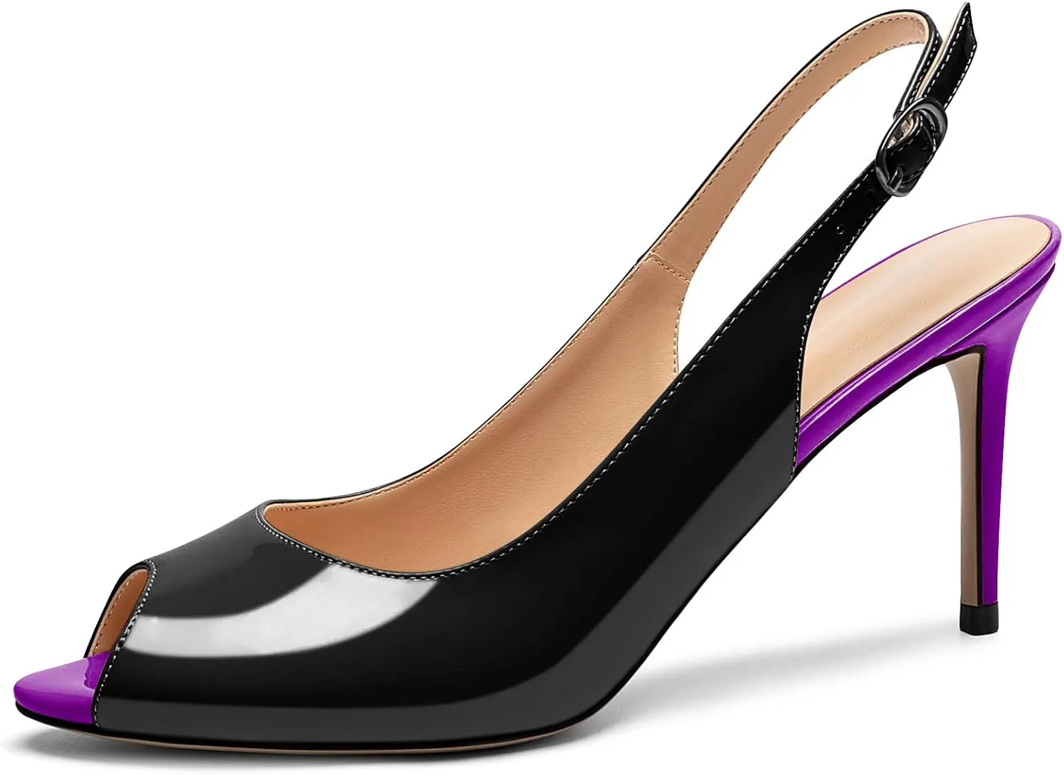Mettesally Women's Peep Toe Heels Slingback Sandals Kitten High Heel Ankle Strap Heeled Sandals Pumps