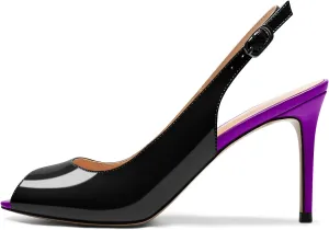 Mettesally Women's Peep Toe Heels Slingback Sandals Kitten High Heel Ankle Strap Heeled Sandals Pumps