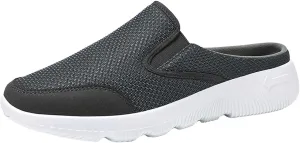 Non Slip Work Sport Shoes for Men Breathable Elastic Fly Woven Mesh Sneaker Casual Soft Flat Soled Walking Shoes