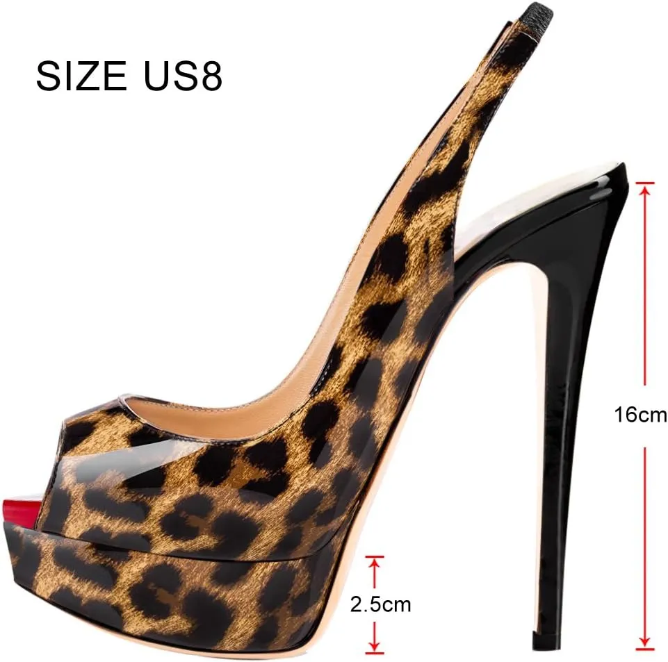 Open Peep Toe Platform High Stiletto Heels Slingback Sandals
