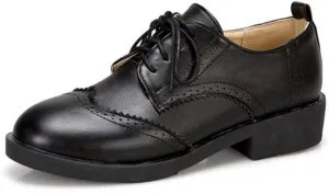 Oxfords Women's Brogue Shoes Girl Cute Round Head Strap Uniform Shoes Lightweight Casual Low Heel