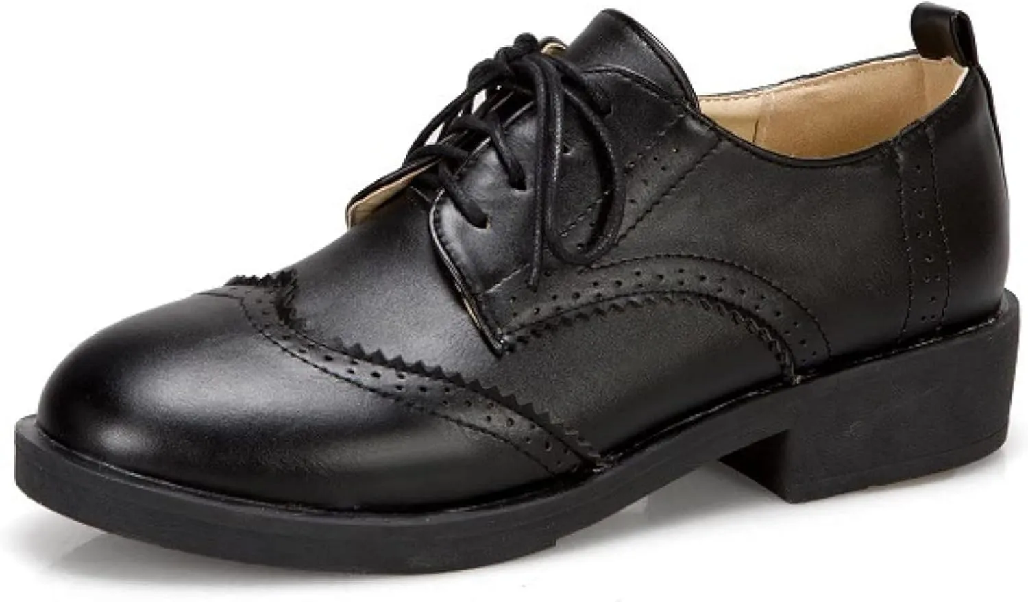 Oxfords Women's Brogue Shoes Girl Cute Round Head Strap Uniform Shoes Lightweight Casual Low Heel