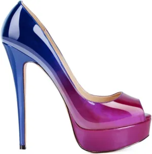 sexytag Women's Platform Heels Peep Toe Pumps Slip On High Stiletto Heels