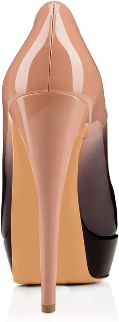 sexytag Women's Platform Heels Peep Toe Pumps Slip On High Stiletto Heels
