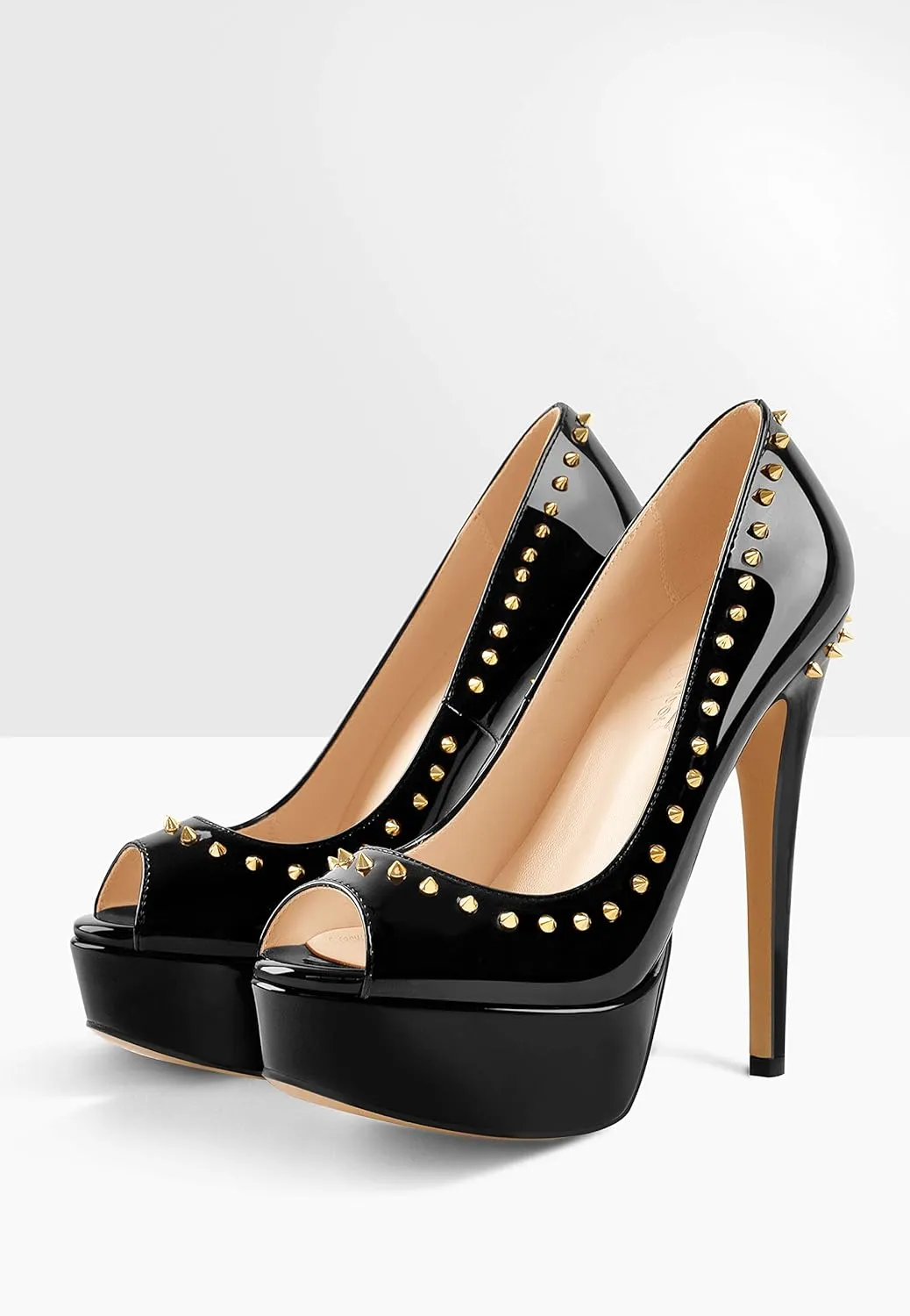 sexytag Women's Platform Heels Peep Toe Pumps Slip On High Stiletto Heels