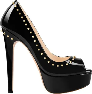 sexytag Women's Platform Heels Peep Toe Pumps Slip On High Stiletto Heels