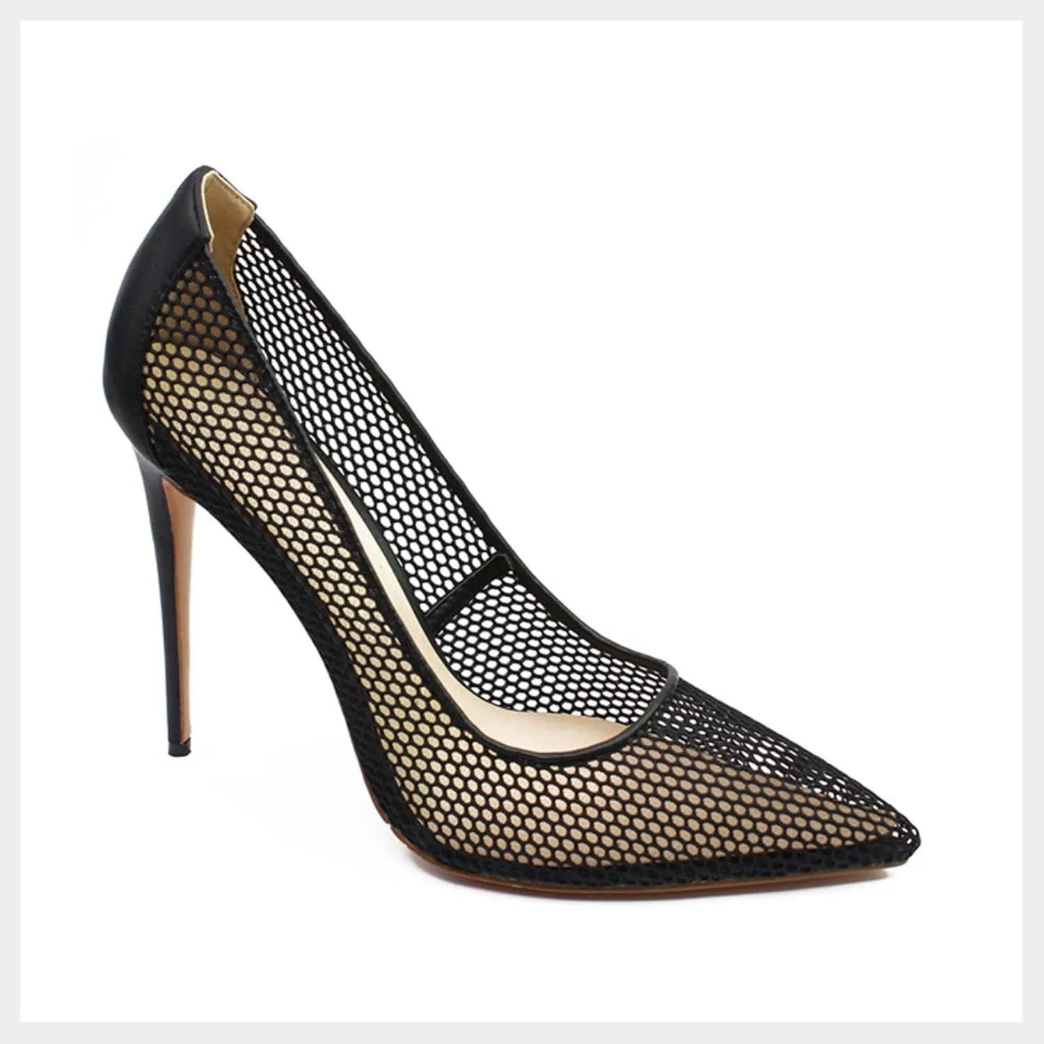 SHEMEE Sexy Pointy Toe Mesh Cutout Bridal Shoes Stiletto High Heels Wedding Pumps Elegant Court Party Dress Shoe