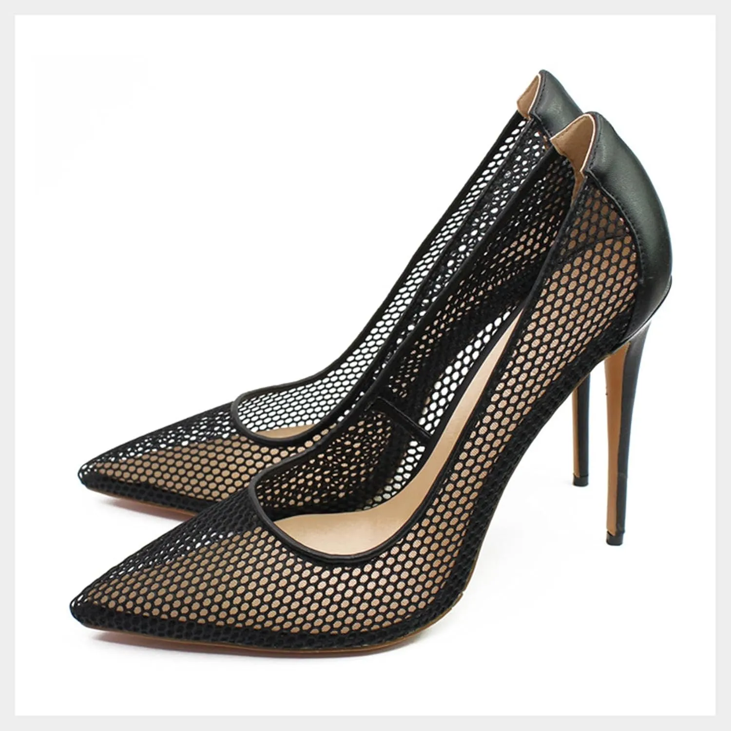 SHEMEE Sexy Pointy Toe Mesh Cutout Bridal Shoes Stiletto High Heels Wedding Pumps Elegant Court Party Dress Shoe