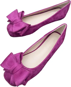 Stunner Womens Bowknot Ballet Flats Square Toe Casual Flats Comfortable Velvet Flats Slip On Work Flats