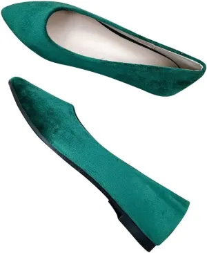 Stunner Women's Velvet Flats Retro Pointed Toe Ballet Flat Shoes Comfortable Slip On Casual Flats