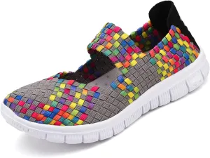 Veroders Women's Elastic Sport Sandals - Hiking Sandals Woven Elastic Walking Sandals Slip on Lightweight Sneakers