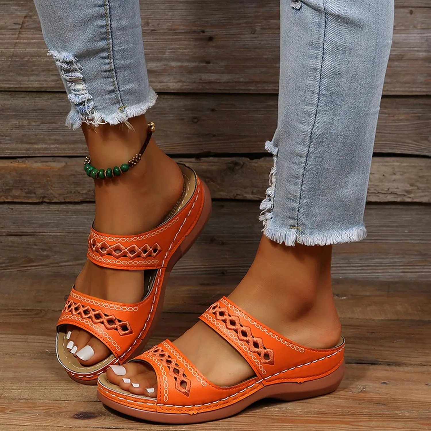 White Sandals Platform Sandals Women's Open Toes one Band Ankle Strap Flat Sandals Wedge Sandals for Women Low Heel