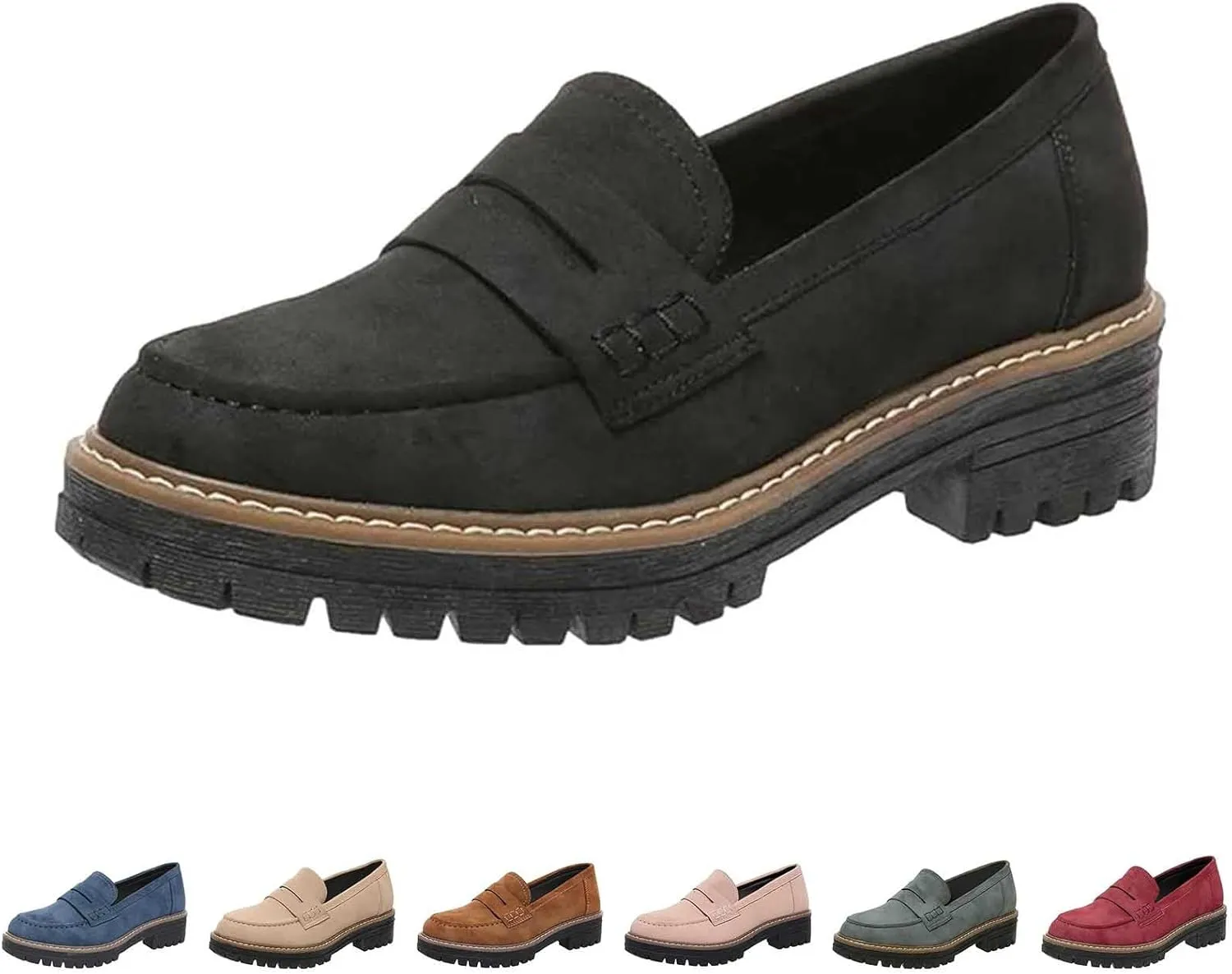 Women Loafers Shoes Comfortable Dress Shoes Platform Leather Shoes Chunky Penny Loafers Wide Oxford Loafers Work Shoe