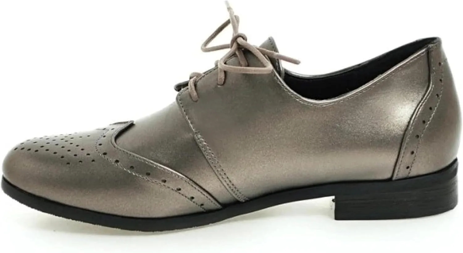 Women's Casual Low Heel Brogue Shoes, Lace up Perforated Oxford Shoes, Comfortable Round Toe Office Dress Shoes