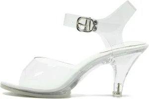 Womens Clear Heels Pointed Toe Ankle Strap Block Stiletto Heels Wedding Party Dress Sandals