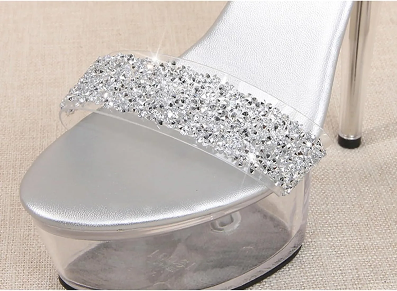 Women's Clear platform Stiletto heels Sexy Open Toe Ankle-Strap High Heels Party Bridal Evening Shoes
