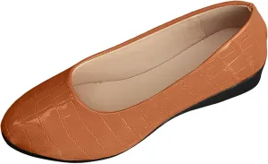 Womens Comfortable Ballet Dressy Work Flats, Round Toe Slip on Office Shoes
