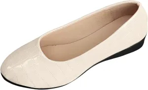 Womens Comfortable Ballet Dressy Work Flats, Round Toe Slip on Office Shoes