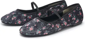 Women's Elastic Leather Ballet Flats Round-Toe Slim Strap Ballerina Shoes Comfortable Mary Jane Flat Shoe