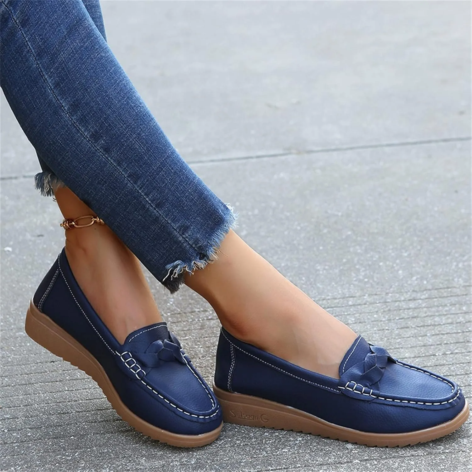 Womens Flats Comfortable Dressy Loafers Lightweight Walking Flat Slip On Work Shoes Round Toe Flats Loafers