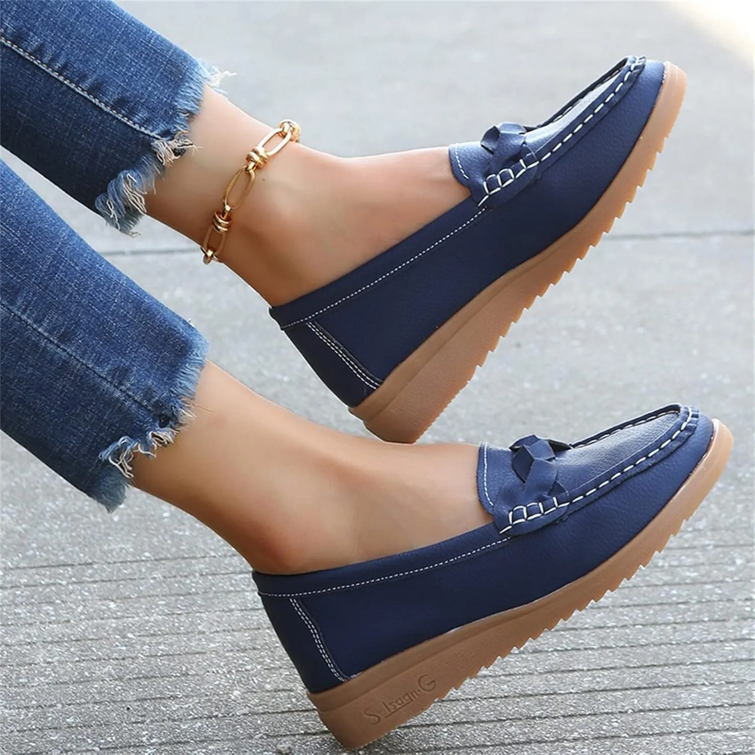 Womens Flats Comfortable Dressy Loafers Lightweight Walking Flat Slip On Work Shoes Round Toe Flats Loafers