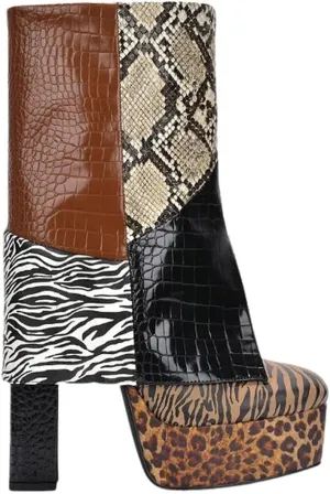 Women's Fold Over Chunky Platform High Heel Mid Calf Boots Slip-on Fashion Boot Bootie