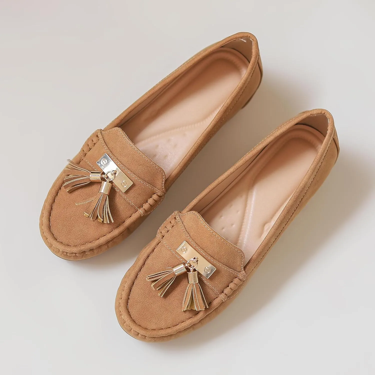 Women's Hidden Wedge Heel Loafers Slip-On Tassel Work Walking Shoes