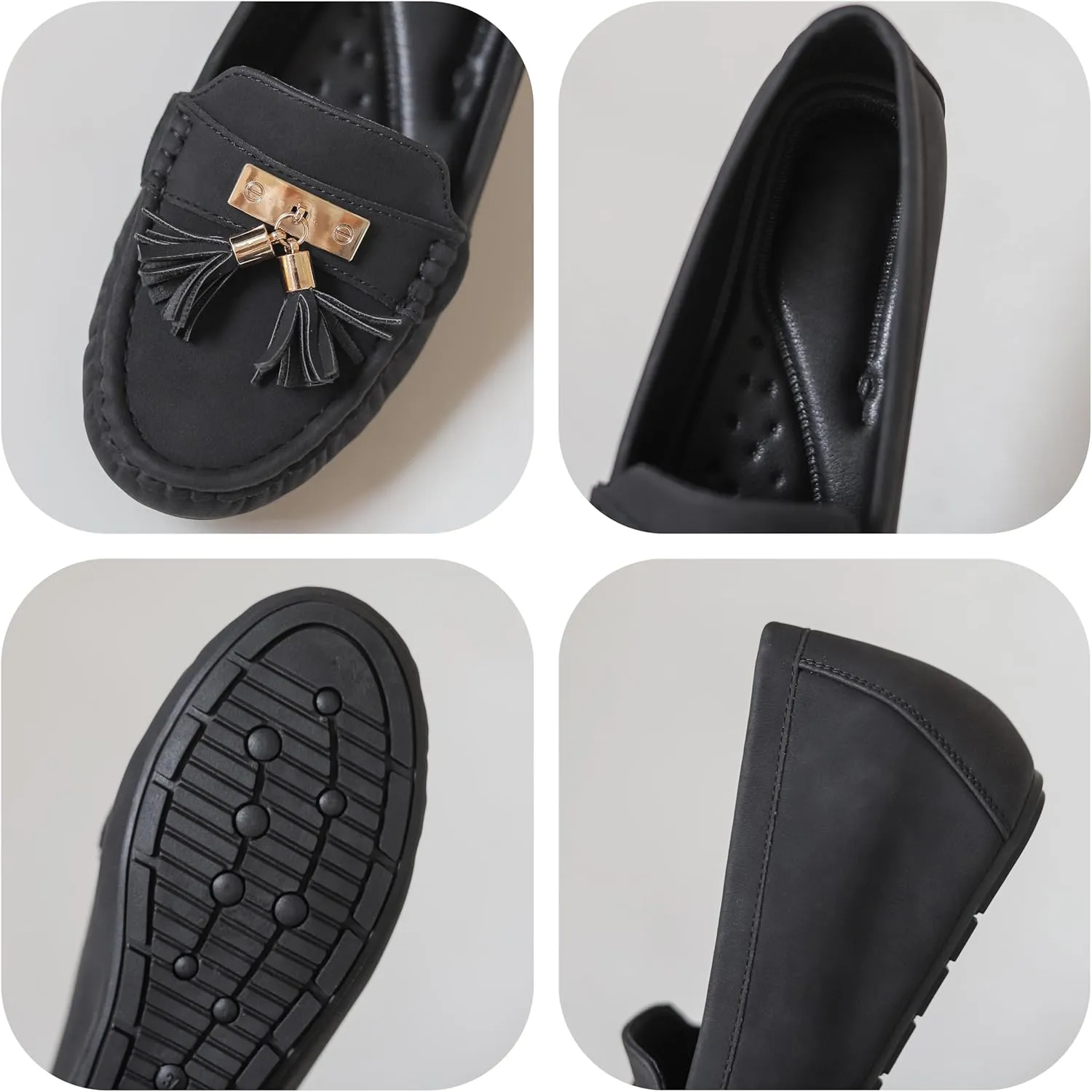 Women's Hidden Wedge Heel Loafers Slip-On Tassel Work Walking Shoes