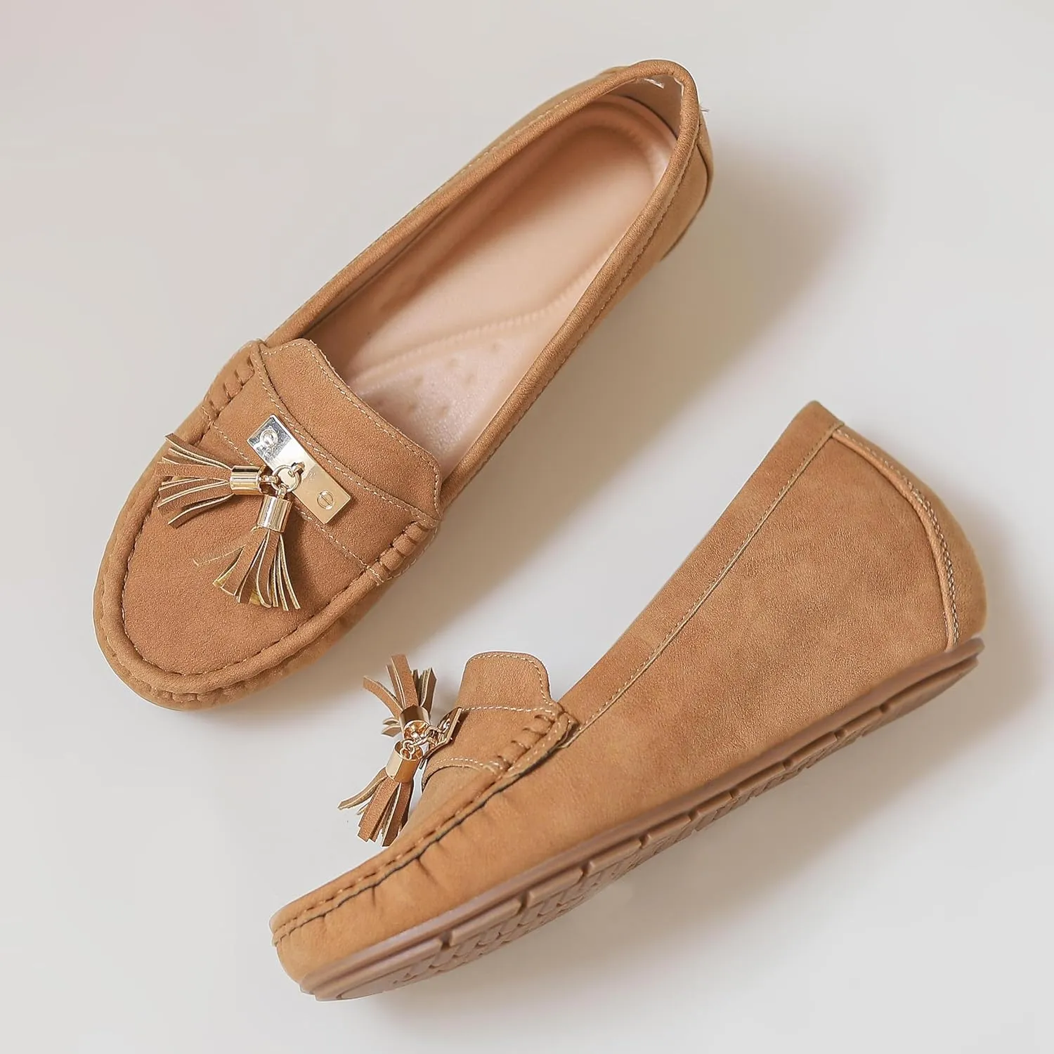 Women's Hidden Wedge Heel Loafers Slip-On Tassel Work Walking Shoes