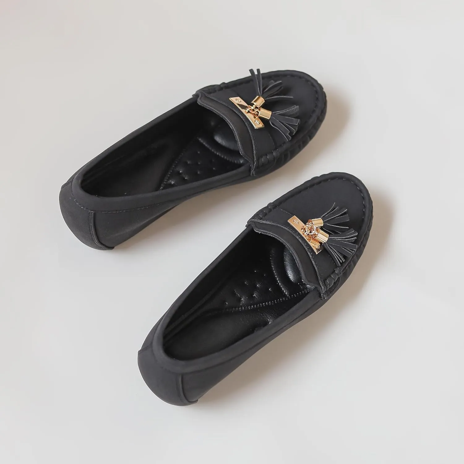 Women's Hidden Wedge Heel Loafers Slip-On Tassel Work Walking Shoes