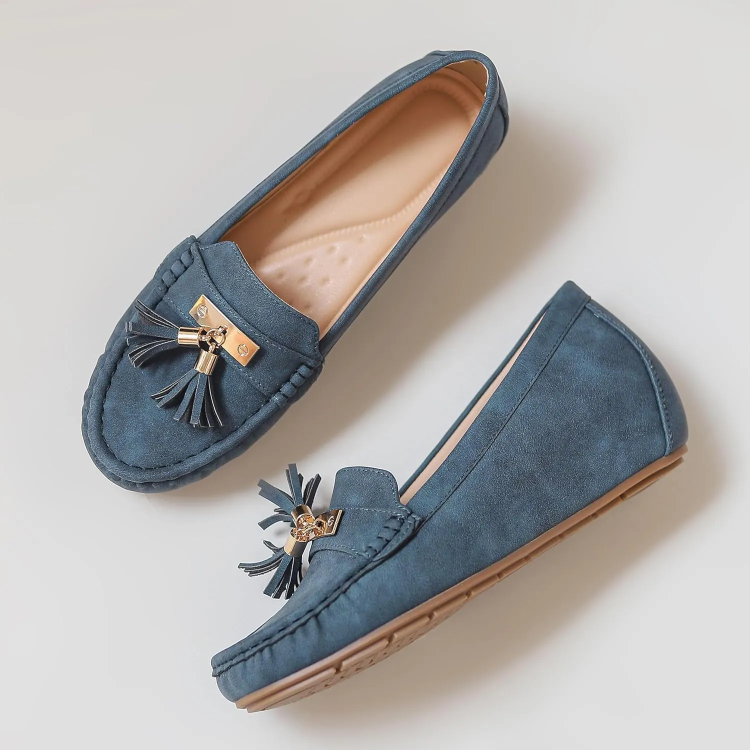 Women's Hidden Wedge Heel Loafers Slip-On Tassel Work Walking Shoes