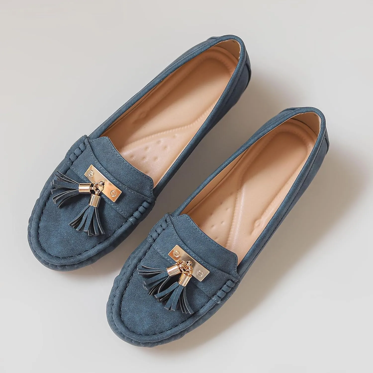 Women's Hidden Wedge Heel Loafers Slip-On Tassel Work Walking Shoes