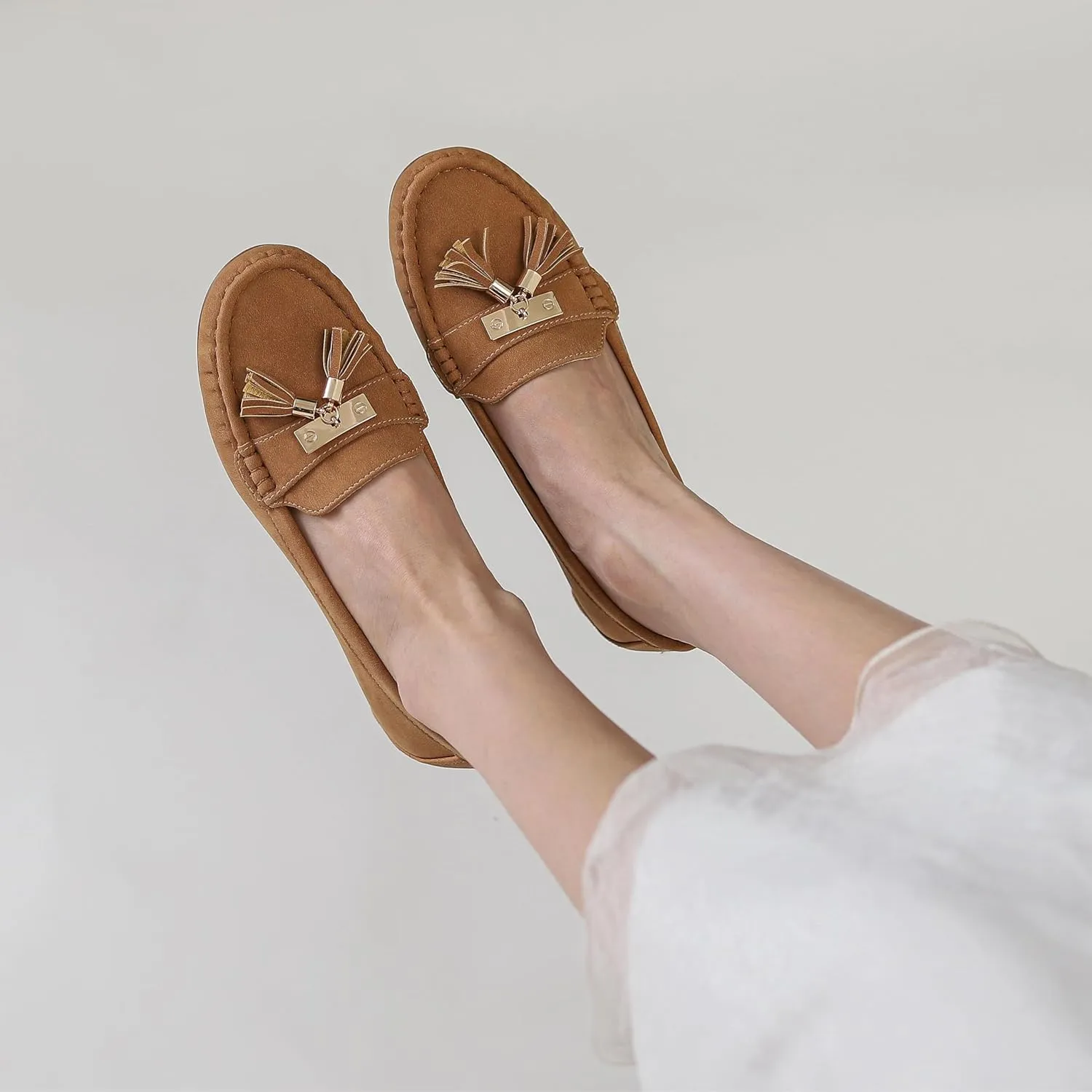 Women's Hidden Wedge Heel Loafers Slip-On Tassel Work Walking Shoes