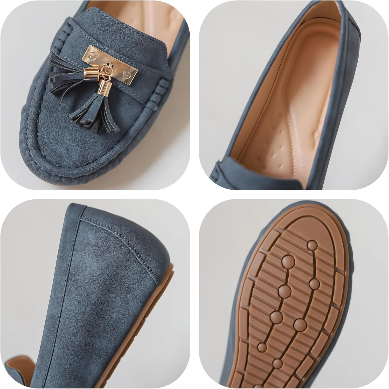 Women's Hidden Wedge Heel Loafers Slip-On Tassel Work Walking Shoes