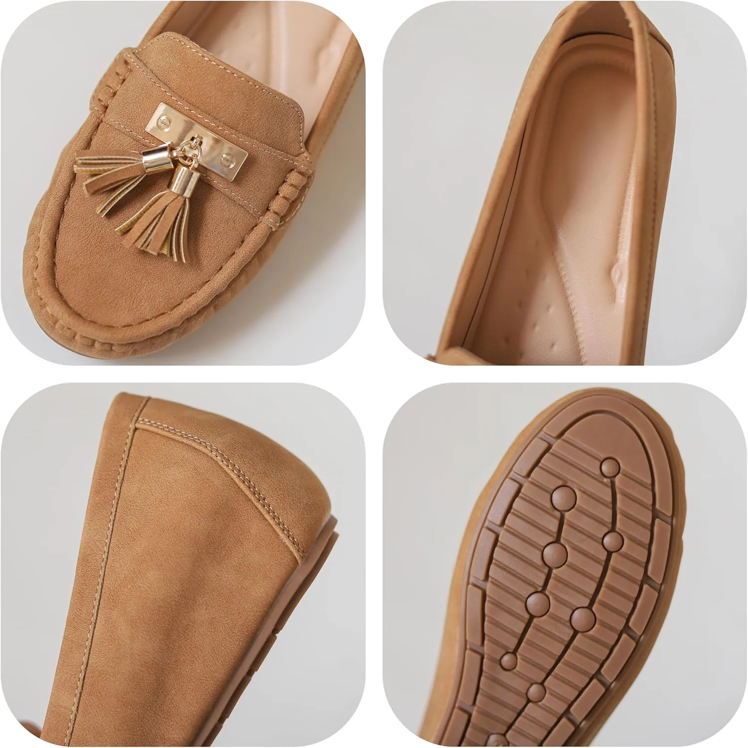 Women's Hidden Wedge Heel Loafers Slip-On Tassel Work Walking Shoes
