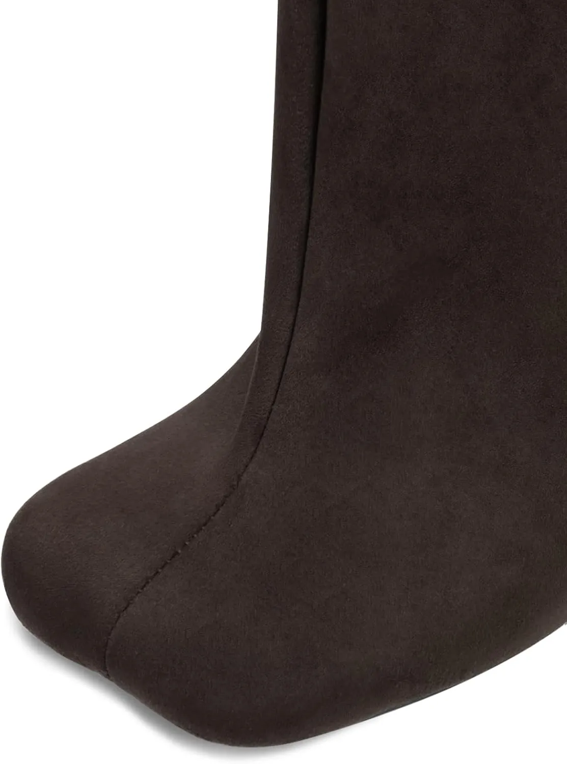 Women's Knee High Suede Boots for Women Wide Calf Square Toe Stiletto Heels Tall Boots Pull On High Heel Long Booties