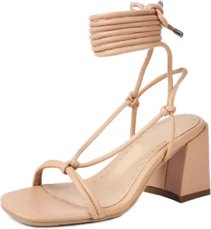 Womens Open Toe Lace Up Strappy Block Heels Sandals