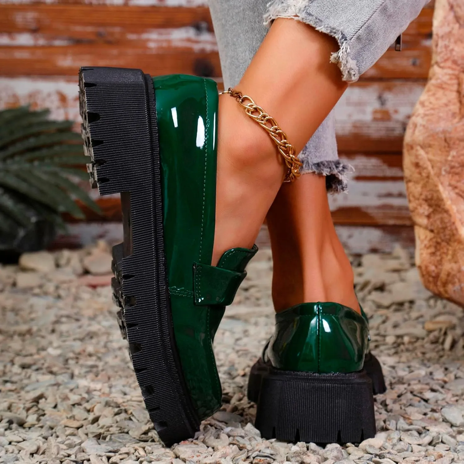 Women's Platform Loafers Lug Sole Chunky Work Shoes 2025 Slip-On Shoes Dressy Penny Loafers Business Shoes