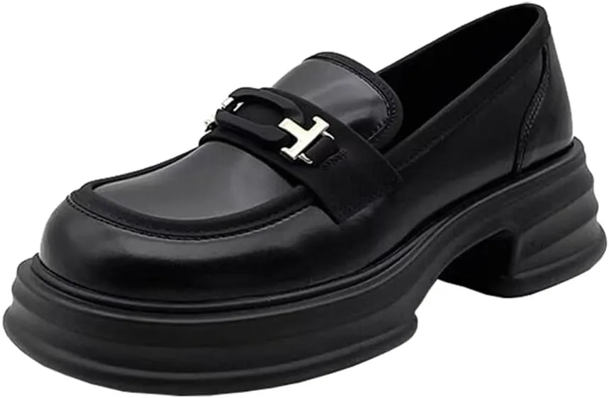 Womens Platform Loafers Patent Leather Slip On Lug Sole Loafers Chunky Heel Comfortable Penny Casual Work Shoes