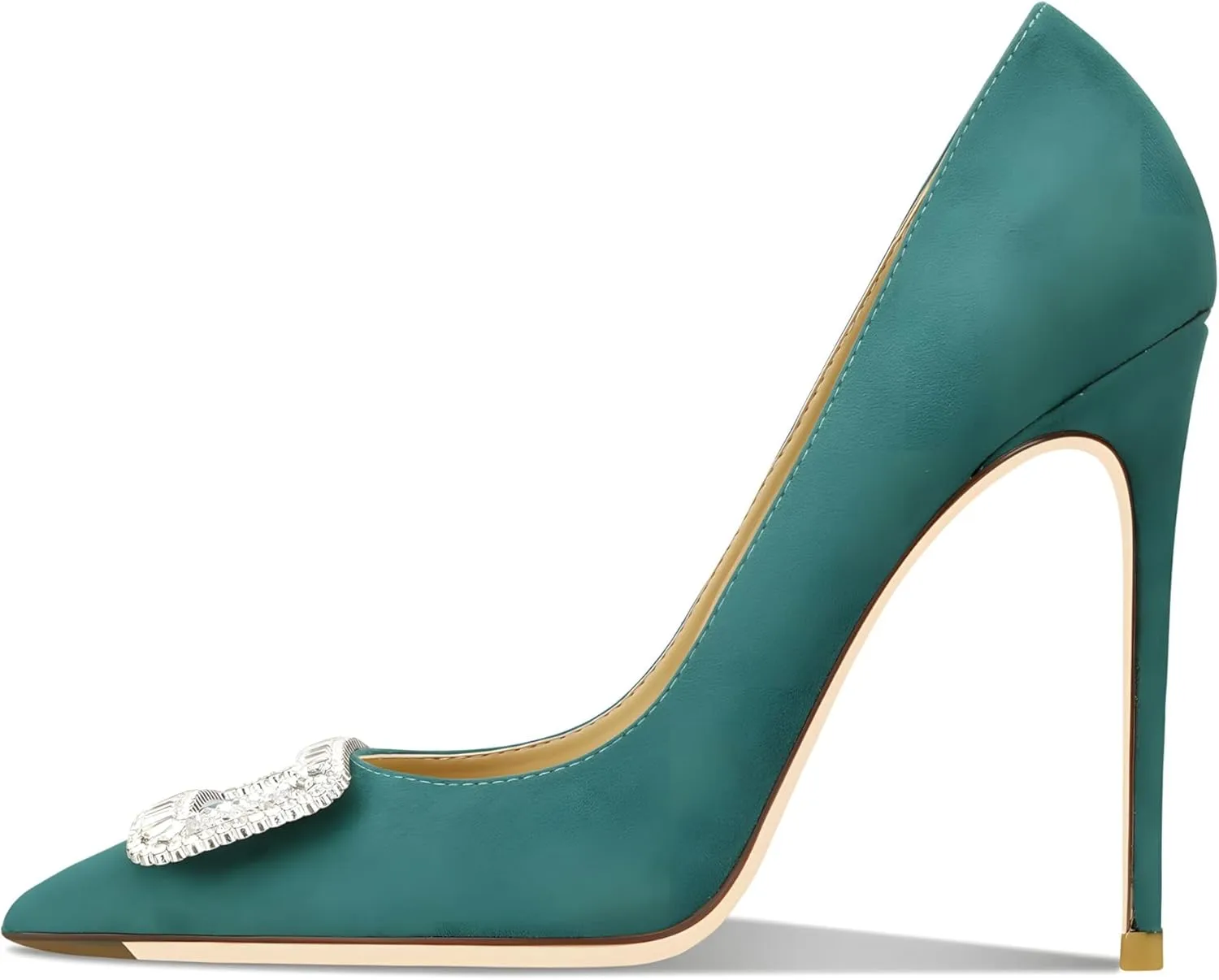 Women's Pointed Toe Shallow Mouth Sexy Square Buckle Rhinestones 10cm Stiletto Heels Slip-on Wedding Party Banquet Big Size Shoes