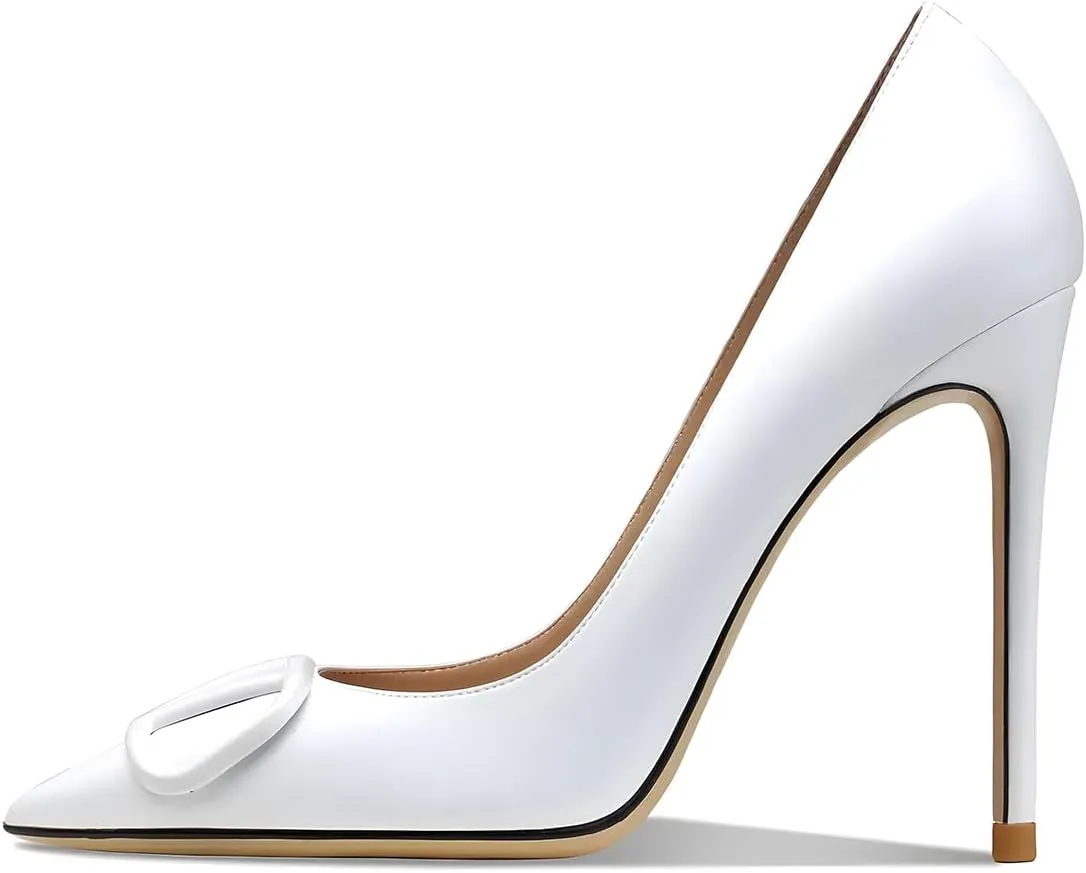 Women's Pointed Toe Shallow Mouth Sexy Square Buckle Rhinestones 10cm Stiletto Heels Slip-on Wedding Party Banquet Big Size Shoes